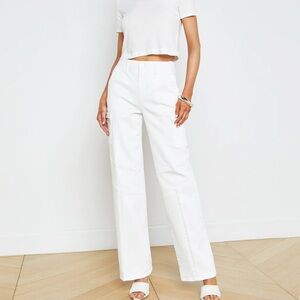 L'AGENCE Brooklyn Cargo Jeans in Blanc (White)